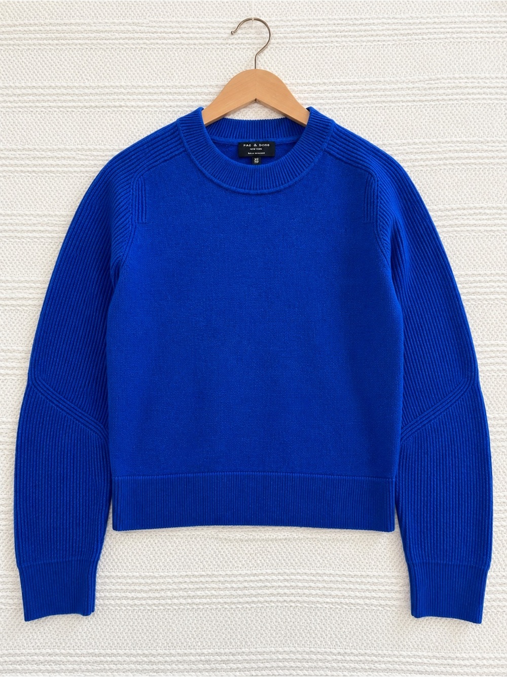 Rag & Bone 100% Cashmere Ribbed Crewneck Sweater Cobalt Blue XS